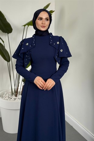 Roxana Taşlı Krep Abiye İndigo