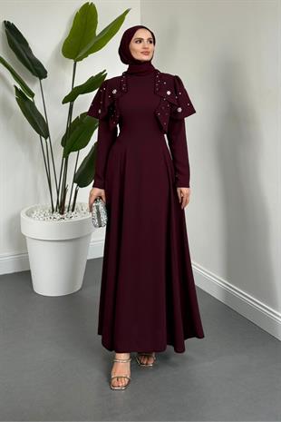 Roxana Taşlı Krep Abiye Mürdüm