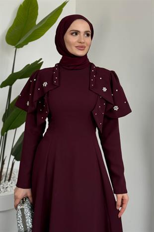 Roxana Taşlı Krep Abiye Mürdüm