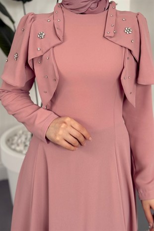 Roxana Taşlı Krep Abiye Pudra