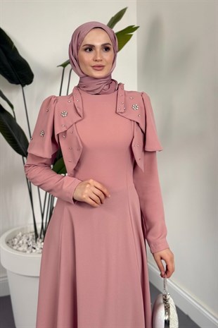 Roxana Taşlı Krep Abiye Pudra