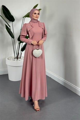 Roxana Taşlı Krep Abiye Pudra