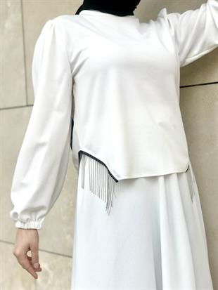 Poppy Etekli Takım Beyaz