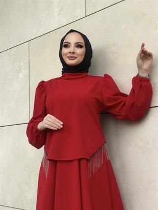 Poppy Etekli Takım Kırmızı