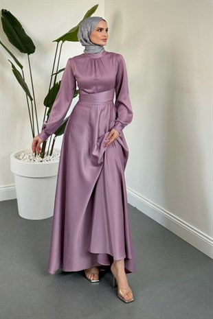 Ruby Grace Çapraz Saten Abiye Lila