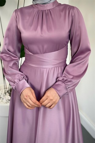 Ruby Grace Çapraz Saten Abiye Lila