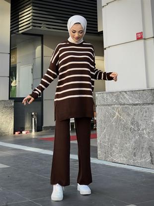Rüya Triko Takım Kahverengi