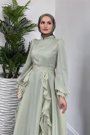 Samira Fırfırlı Janjan Abiye Mint