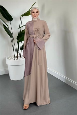 Sarah Yandan Tokalı Elbise Taş