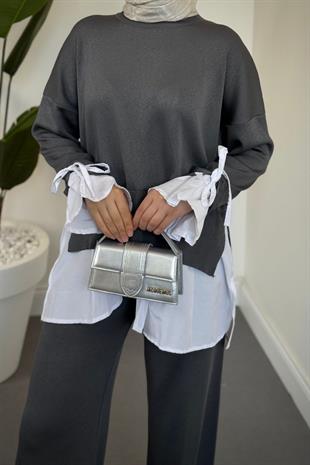 Senna Gömlekli Triko Takım Füme