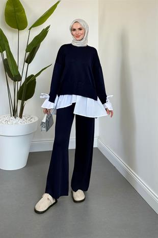 Senna Gömlekli Triko Takım Lacivert