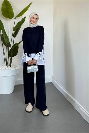 Senna Gömlekli Triko Takım Lacivert