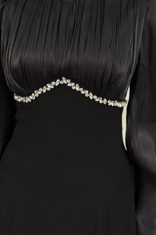 Shabnam Beli Taşlı Abiye Siyah