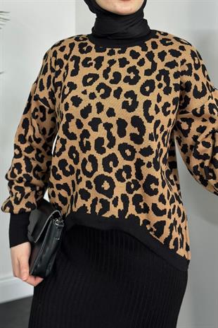 Shea Leopar Crop Jile Takım Siyah