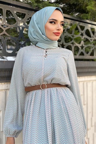 Şifon Katkat Elbise Mint
