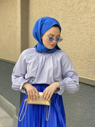 Sık Pileli Etek Saks