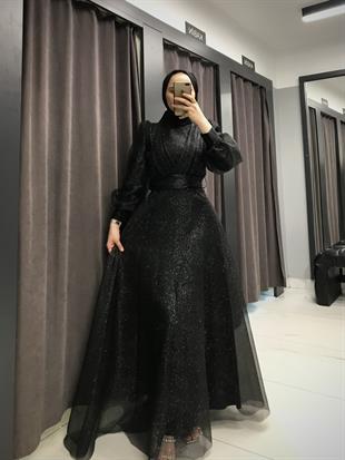 Simli Dore Abiye Siyah