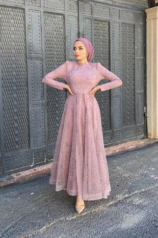 Simli Kabartmalı Abiye Pudra