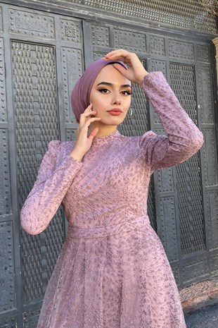 Simli Kabartmalı Abiye Pudra