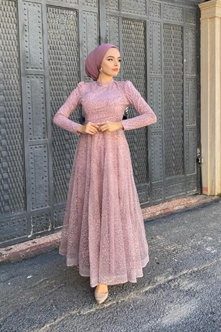 Simli Kabartmalı Abiye Pudra