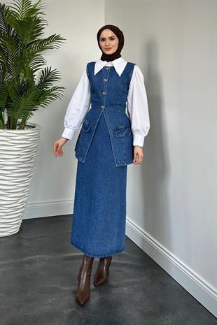 Sofia Etekli Denim Takım Mavi 