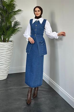 Sofia Etekli Denim Takım Mavi 