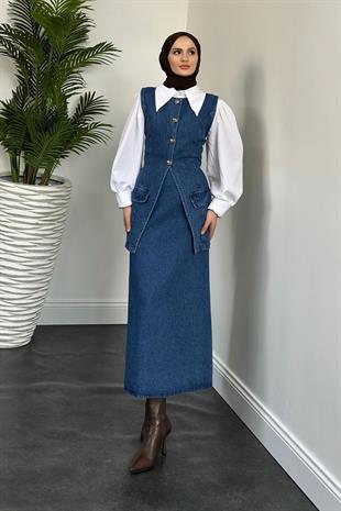 Sofia Etekli Denim Takım Mavi 