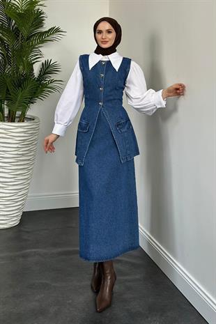 Sofia Etekli Denim Takım Mavi 