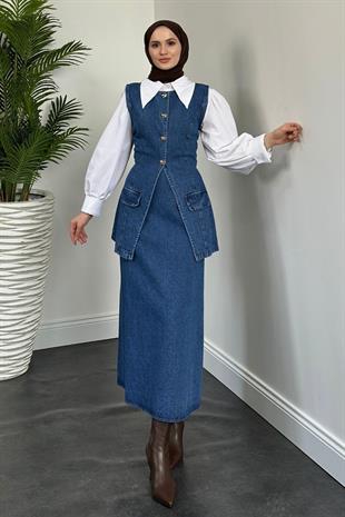 Sofia Etekli Denim Takım Mavi 