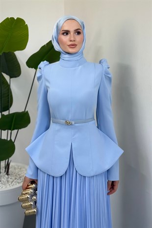Soraya Bluzu Volanlı Etek Takım Bebe Mavisi