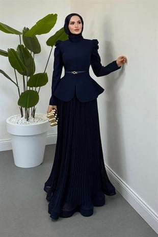 Soraya Bluzu Volanlı Etek Takım Lacivert