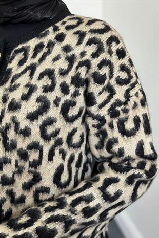 Talia Leopar Hırka Vizon