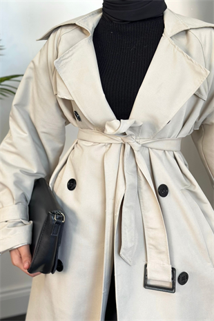 Thylanee Astarlı Aporetli Trençkot Krem