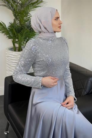 Tiana Pul Payet Abiye Gri