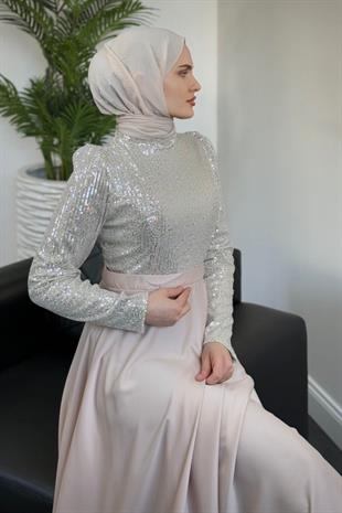 Tiana Pul Payet Abiye Krem 