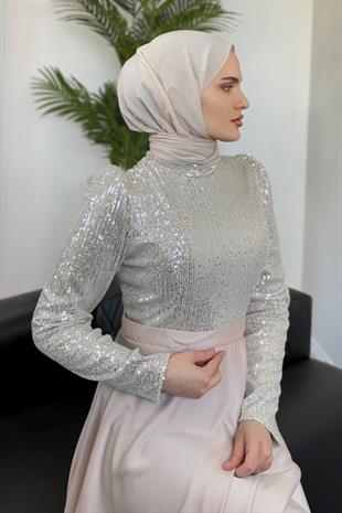 Tiana Pul Payet Abiye Krem 