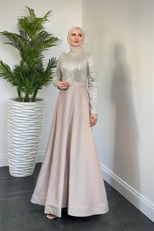 Tiana Pul Payet Abiye Krem 