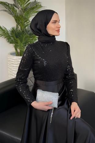 Tiana Pul Payet Abiye Siyah
