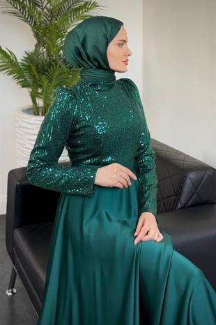 Tiana Pul Payet Abiye Zümrüt