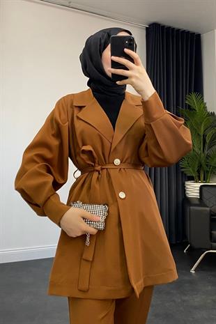 Tilda Ceket Takım Kahverengi