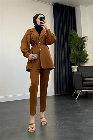 Tilda Ceket Takım Kahverengi