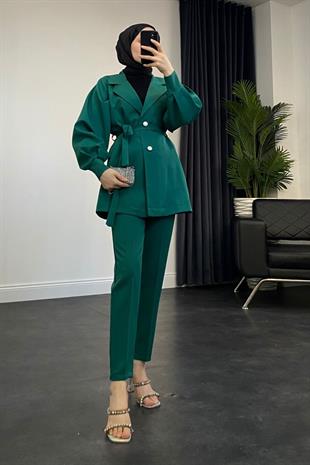 Tilda Ceket Takım Zümrüt