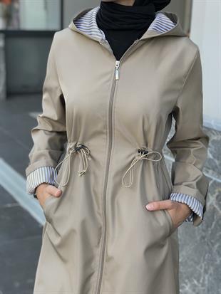 Tina Fermuarlı Trençkot Bej