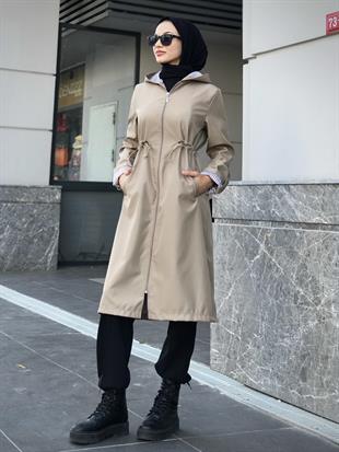 Tina Fermuarlı Trençkot Bej