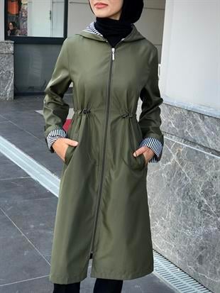 Tina Fermuarlı Trençkot Haki