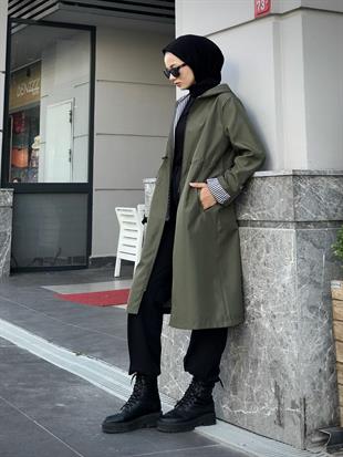 Tina Fermuarlı Trençkot Haki
