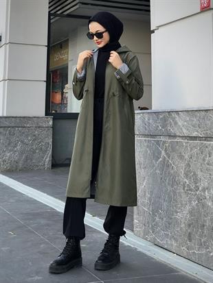 Tina Fermuarlı Trençkot Haki