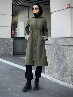 Tina Fermuarlı Trençkot Haki