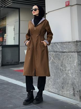 Tina Fermuarlı Trençkot Kahverengi