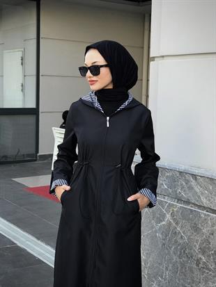 Tina Fermuarlı Trençkot Siyah